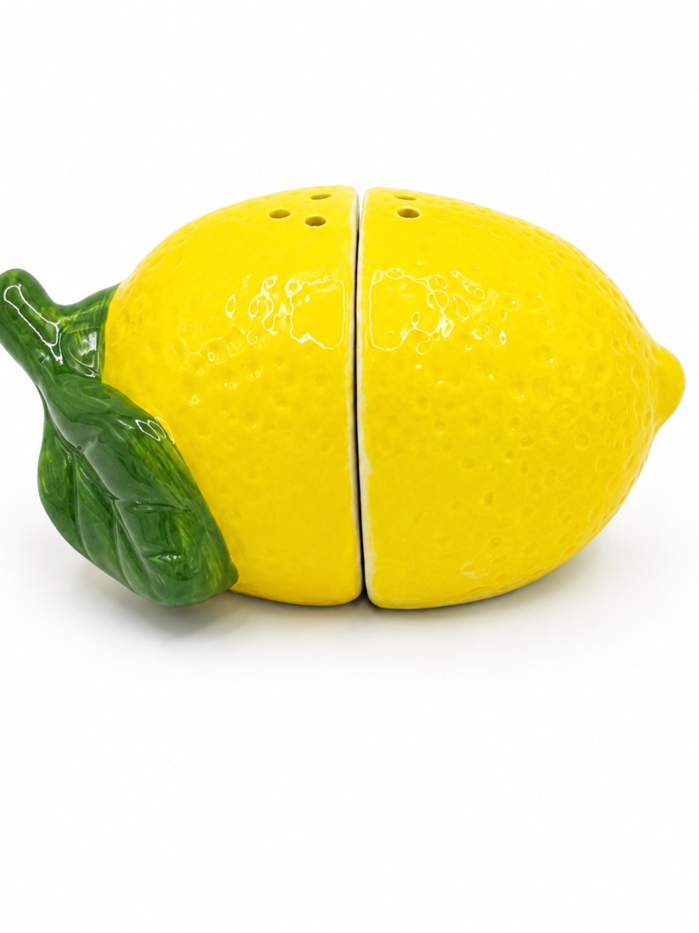 Lemon Ceramic Salt & Pepper Shaker Set – 2 Piece Citrus Kitchen Decor